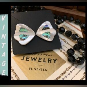 70’s Mother of Pearl and Abalone Shell Clip Earrings